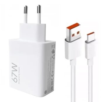   EREDETI GYÁRI XIAOMI 67W-os USB HÁLÓZATI TÖLTŐ GYORSTÖLTŐ ADAPTER MDY-12-EH 3,25A + USB-TYPE-C GYORSTÖLTŐ TÖLTŐKÁBEL ADATKÁBEL 1M 6A