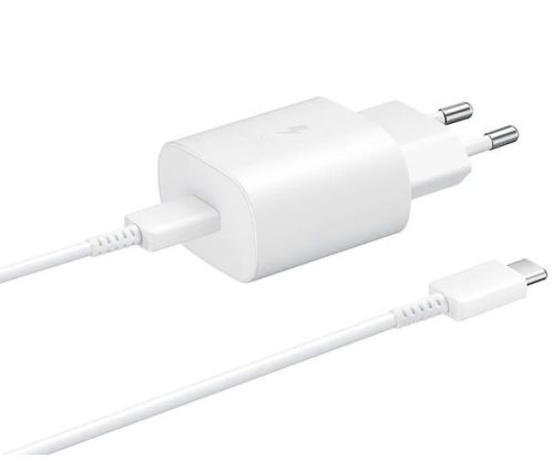 25W TYPE-C TÖLTŐ GYORSTÖLTŐ ADAPTER  + TYPE-C - TYPE-C TÖLTŐ KÁBEL FEHÉR