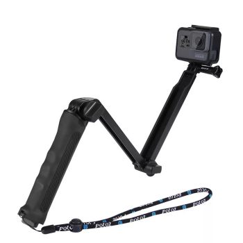   PULUZ SPORTKAMERA SZELFIBOT ÖSSZECSUKHATÓ KAR 63CM TRIPOD ÁLLVÁNY FUNKCIÓ DJI/GoPro SPORTKAMERÁKHOZ FEKETE
