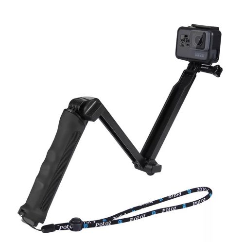 PULUZ SPORTKAMERA SZELFIBOT ÖSSZECSUKHATÓ KAR 63CM TRIPOD ÁLLVÁNY FUNKCIÓ DJI/GoPro SPORTKAMERÁKHOZ FEKETE