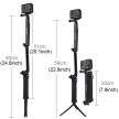 PULUZ SPORTKAMERA SZELFIBOT ÖSSZECSUKHATÓ KAR 63CM TRIPOD ÁLLVÁNY FUNKCIÓ DJI/GoPro SPORTKAMERÁKHOZ FEKETE