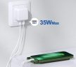 IPHONE ÉS ANDROID 35W -OS KÉT CSATLAKOZÓS USB-C HÁLÓZATI TÖLTŐ GYORSTÖLTŐ ADAPTER