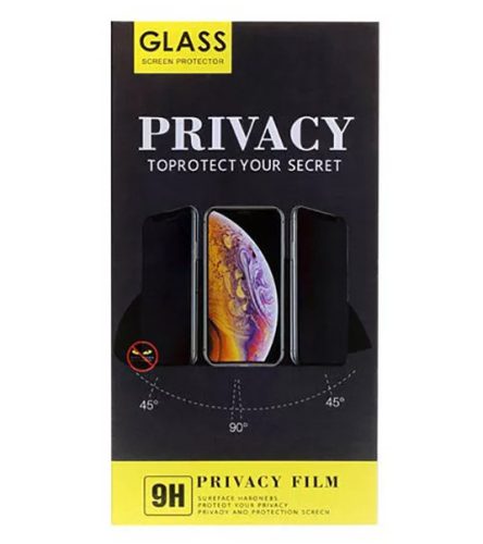 APPLE IPHONE 16E ÜVEGFÓLIA KARCÁLLÓ ÜTÉSÁLLÓ PRIVACY BETEKINTÉSGÁTLÓS FEKETE SZEGÉLY