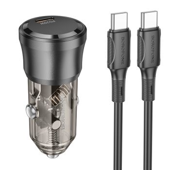   AUTÓS TÖLTŐ SZIVARGYÚJTÓS ADAPTER TYPE C 20W + TYPE C - TYPE C TÖLTŐKÁBEL BOROFONE BZ24