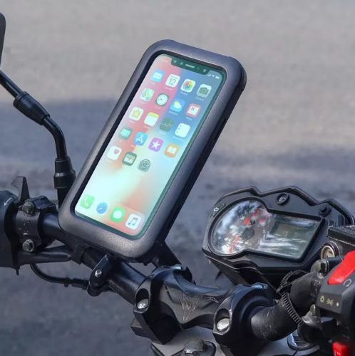 MOTOROS KERÉKPÁROS MOBILTELEFON TARTÓ VÍZÁLLÓ  360°-BAN FORGATHATÓ