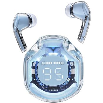   BLUETOOTH FÜLHALLGATÓ ULTRAPODS MAX PRO 2 VÍZÁLLÓ  KÉK ÁTLÁTSZÓ 