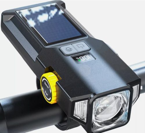 EXTRA ERŐS FÉNYŰ  NAPELEMES AKKUMULÁTOROS ELSŐ BICIKLI LÁMPA ZOOM 