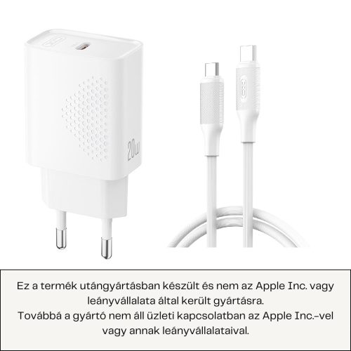 IPHONE 20 W TYPE-C GYORSTÖLTŐ TÖLTŐ ADAPTER TYPE-C LIGHTNING TÖLTŐ KÁBELLEL