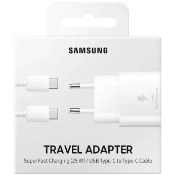   EREDETI GYÁRI SAMSUNG EP-TA800XWEGWW TYPE-C 25W HÁLÓZATI TÖLTŐ GYORSTÖLTŐ ADAPTER + EP-DG977BWE 1M TÖLTŐKÁBEL ADATKÁBEL FEHÉR
